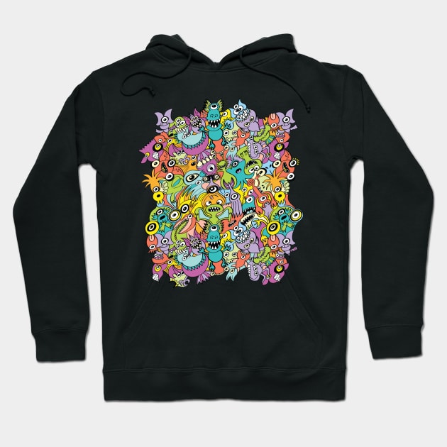 Aliens from every corner of the universe in an out of this world pattern design Hoodie by zooco